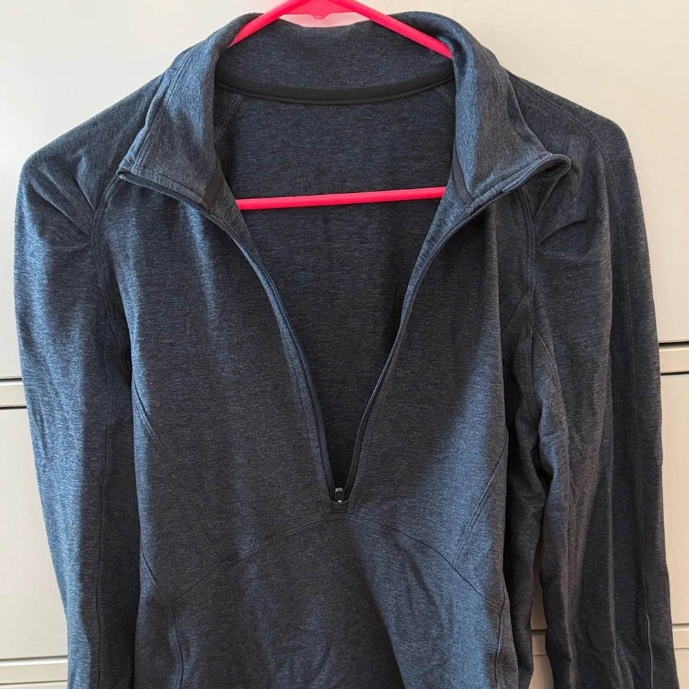 lululemon athletica Heathered Blue/Black Half-Zip Pullover